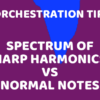 Harp: Spectrum of Harmonics vs Normal Notes